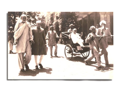 In Simla for the 1946 independence conference - Abdul Ghafar Khan, Nehru, and Sardar Patel (in the rickshaw)