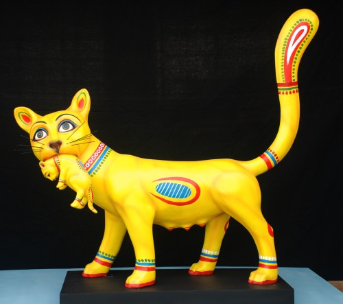 Tapas Sarkar yellow cat - Indigo Blue Art