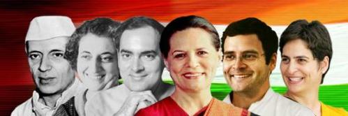 Jawaharlal Nehru and the Gandhis – his daughter Indira, her son Rajiv and his wife Sonia, and their son and daughter Rahul and Priyanka 