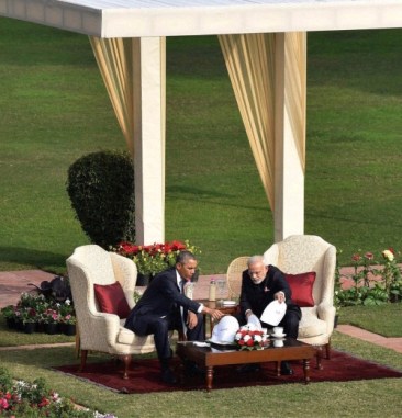 Obama Modi tea