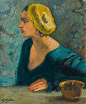 A self-portrait painted by Amrita Sher-Gil in 1931 when she was only 18 - sold at Christie's for £1.8m ($2.7m) including buyer's premium