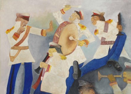 Krishen Khanna's 'Untitled' (Bandwallas in White and Blue), 2012