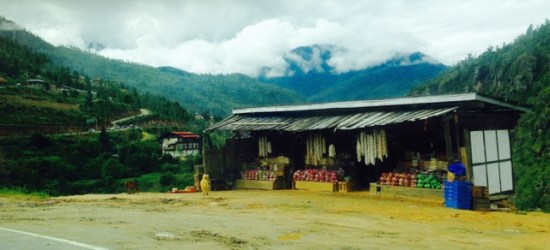fruit stall on the road from Thimphu to Bhutan's airport at Paro