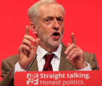 Jeremy Corby addressing the Labour Party conference yesterday
