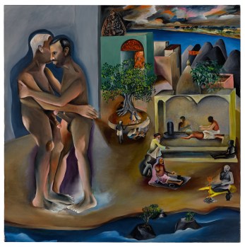 Bhupen Khakhar, Two Men in Benares, Oil o n canvas, 1982, est. £450,000-600,000