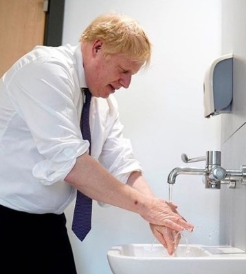 Boris washing hands